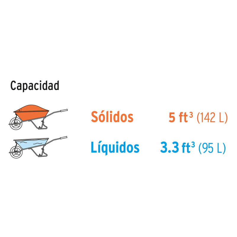 Carretilla concha plástica 5 ft3 Neumática b/tubular