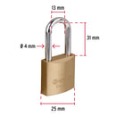 Candado de hierro Hermex color latón 25 mm, largo