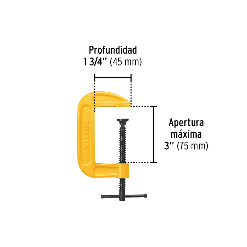 Prensa 3" de hierro dúctil para carpintería