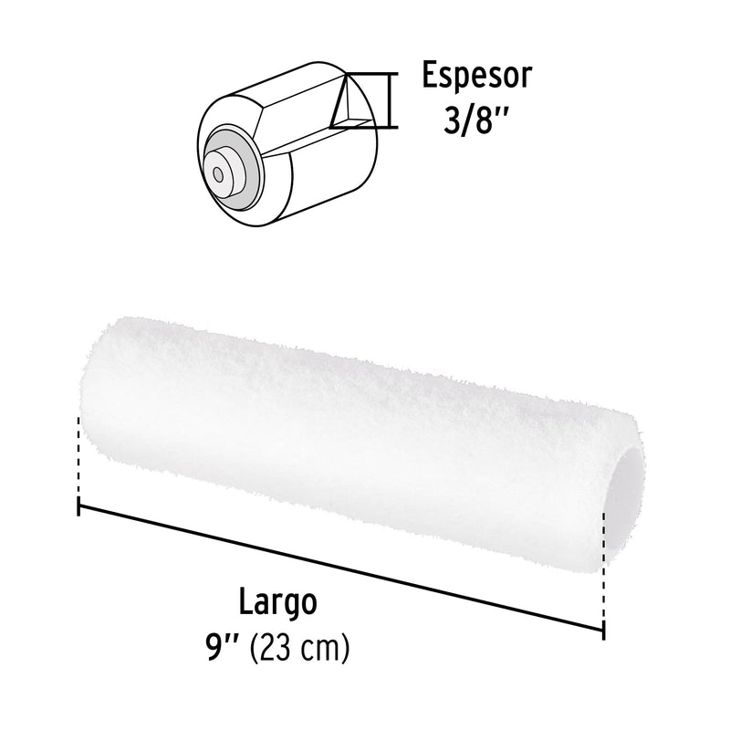 Rodillo para pintar, 9 x 3/8", superficies lisas