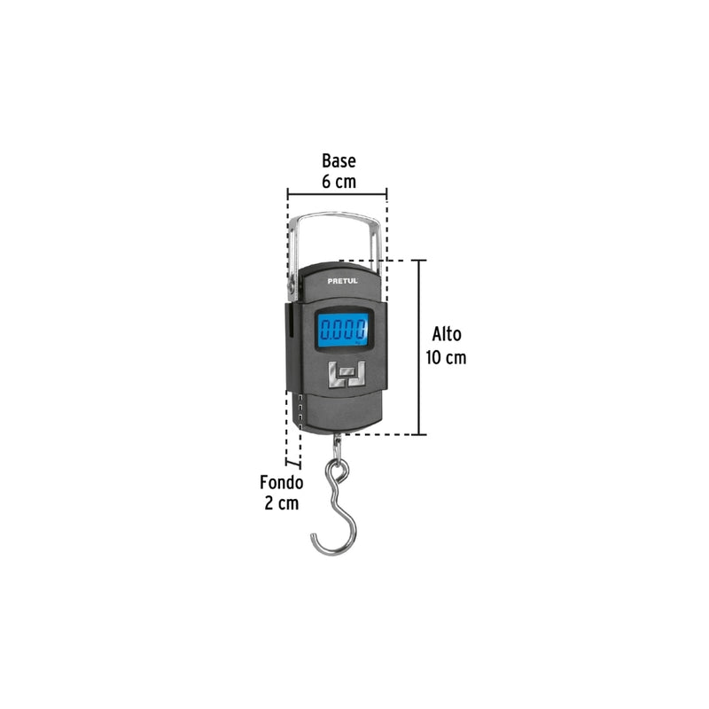 BASCULA DIGITAL COLGANTE 50KG, PRETUL