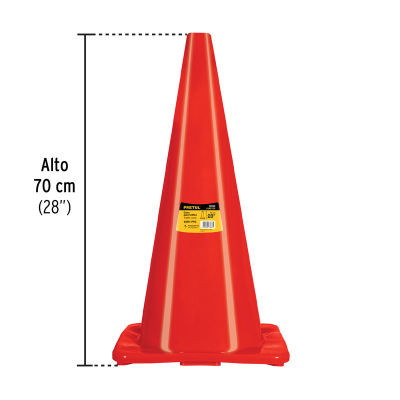 Cono de precaución de 70 cm de PVC, Pretul