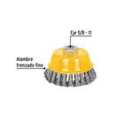 CARDA COPA 4", ALAM. TRENZADO FINO  EJE 5/8"-11, PRETUL