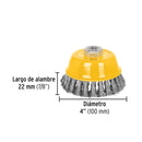 CARDA COPA 4", ALAM. TRENZADO FINO  EJE 5/8"-11, PRETUL