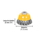 CARDA COPA 3", ALAM. TRENZADO FINO  EJE 5/8"-11, PRETUL
