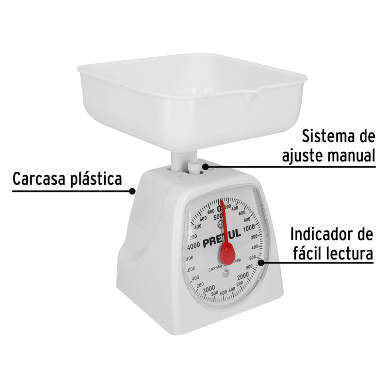 Báscula mecánica para cocina 5 Kg, Pretul