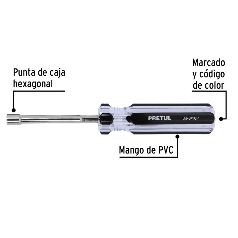 Desarmador de caja 3/16" mango de PVC