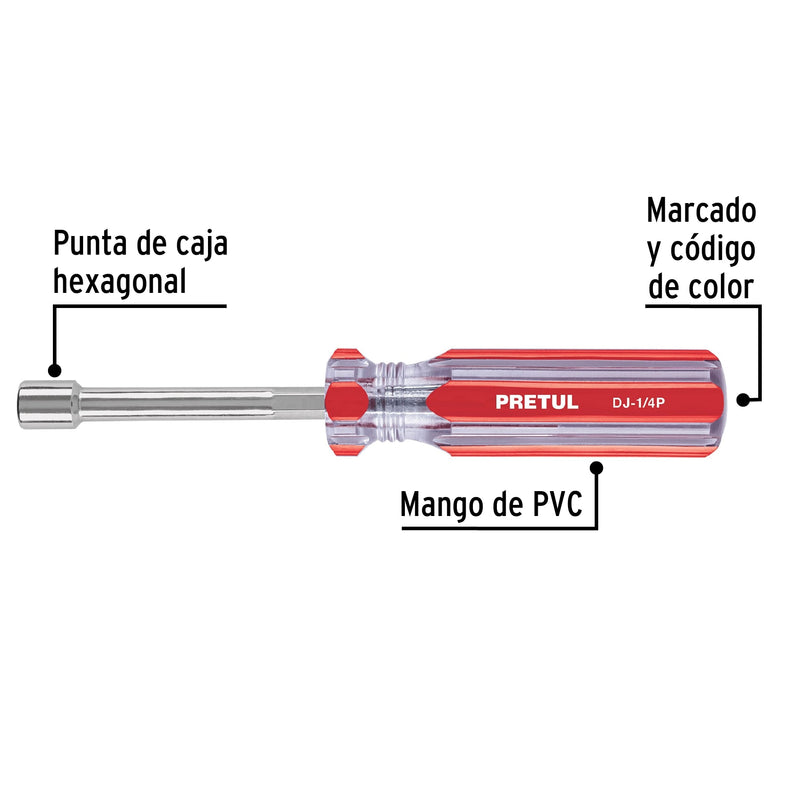 Desarmador de caja 1/4" mango de PVC