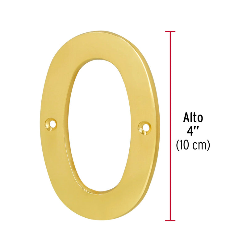 Número 0 de latón sólido 4", Hermex