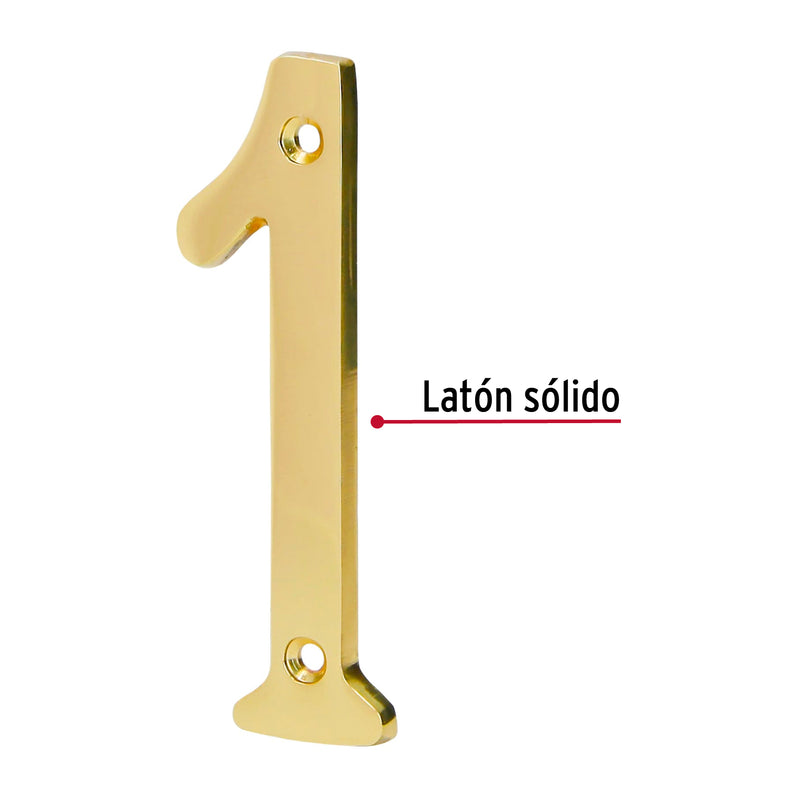 Número 1 de latón sólido 4", Hermex