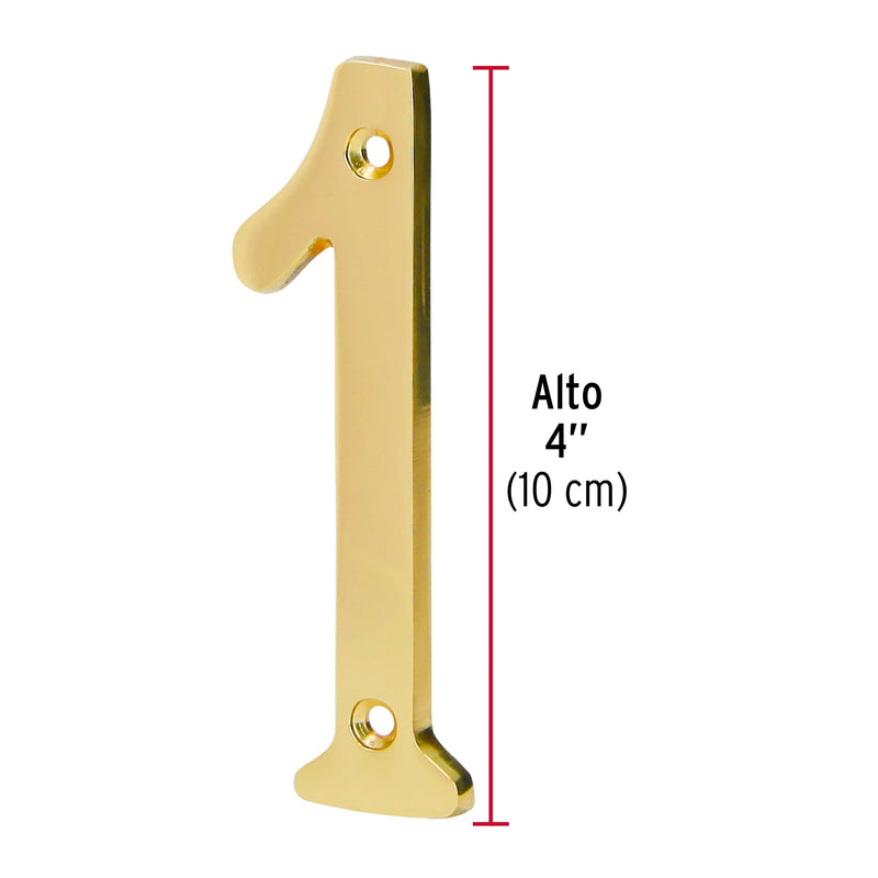 Número 1 de latón sólido 4", Hermex