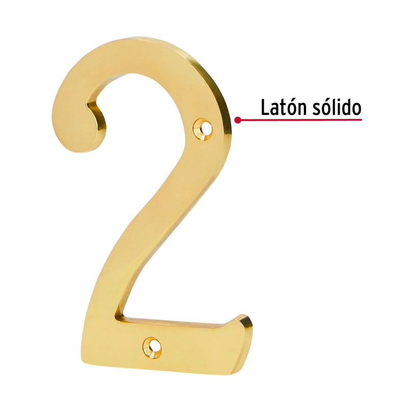 Número 2 de latón sólido 4", Hermex