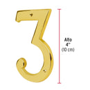 Número 3 de latón sólido 4", Hermex