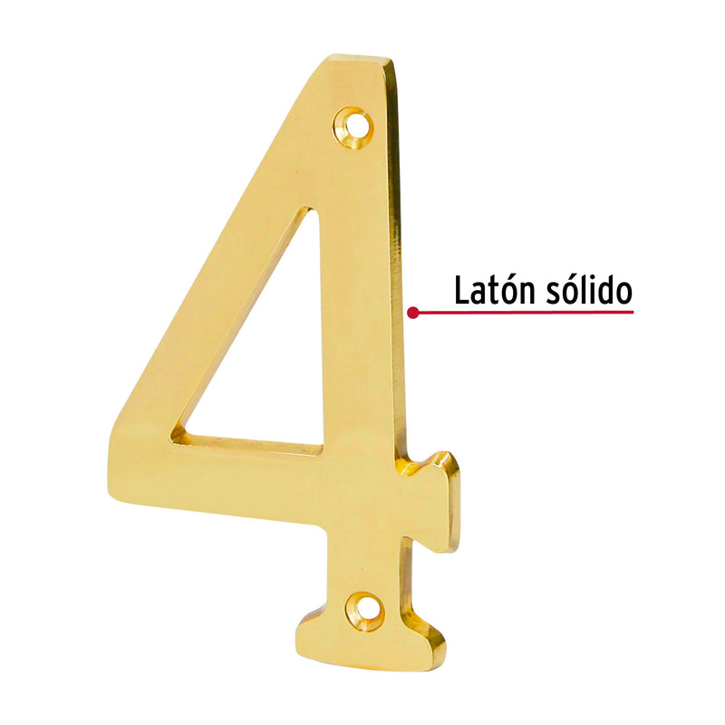 Número 4 de latón sólido 4", Hermex