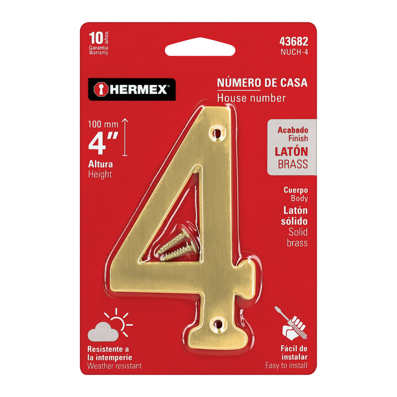 Número 4 de latón sólido 4", Hermex