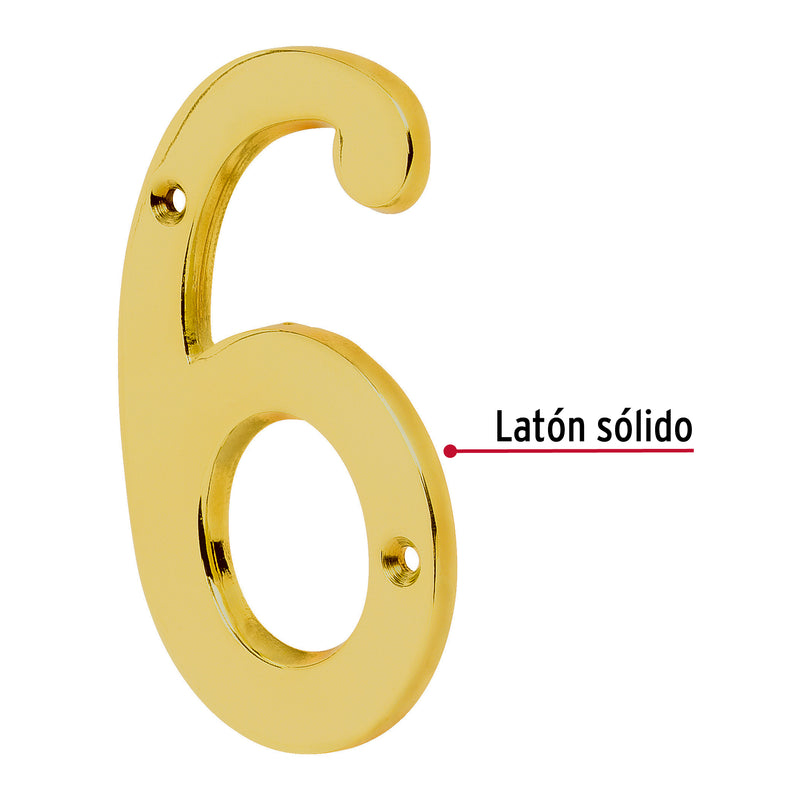 Número 6 de latón sólido 4", Hermex