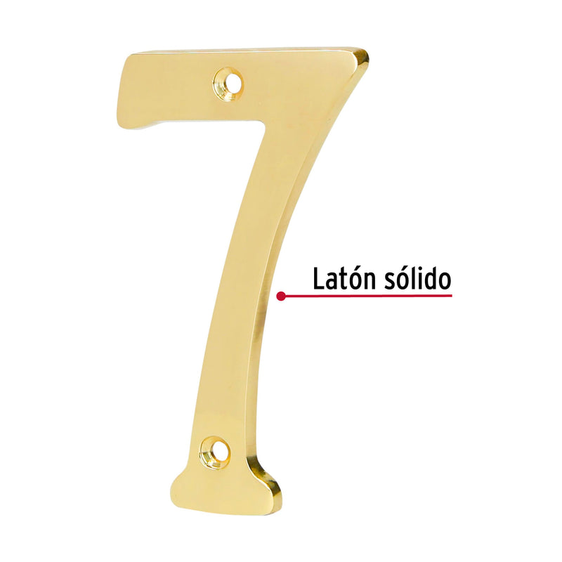 Número 7 de latón sólido 4", Hermex