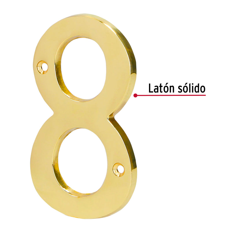 Número 8 de latón sólido 4", Hermex