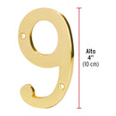 Número 9 de latón sólido 4", Hermex