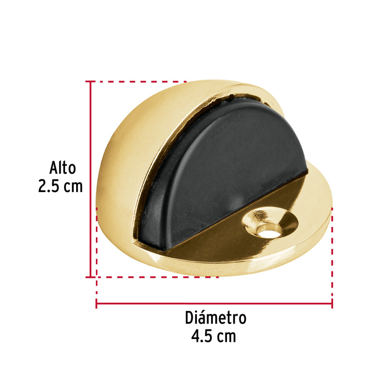 Tope tipo domo para puerta, acabado latón, Hermex