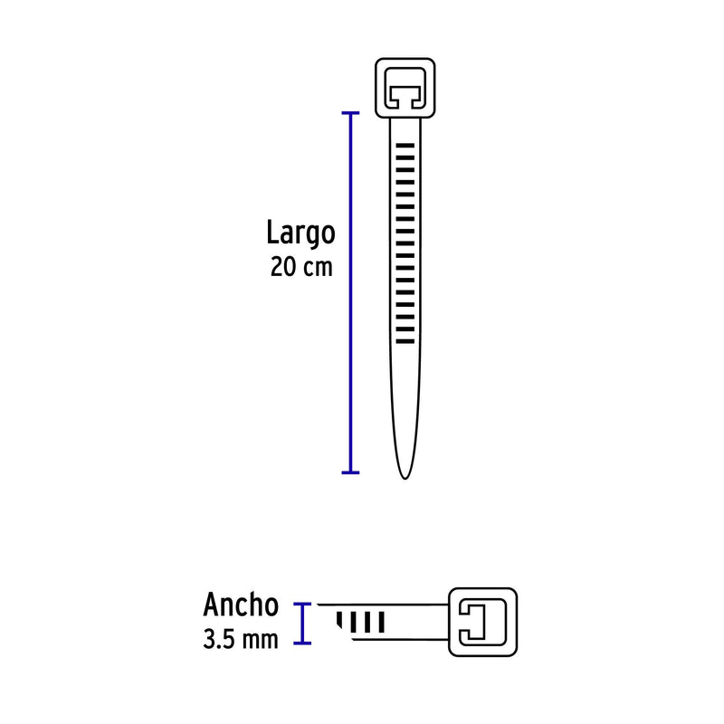 Bolsa con 50 precintos plásticos Volteck, 200x3.5 mm