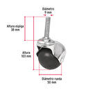 Rodaja esférica, 50 mm con espiga