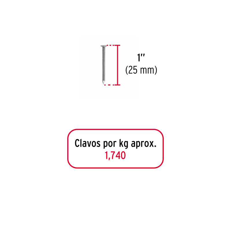 Bolsa con 1 kg de clavo standard 1" con cabeza