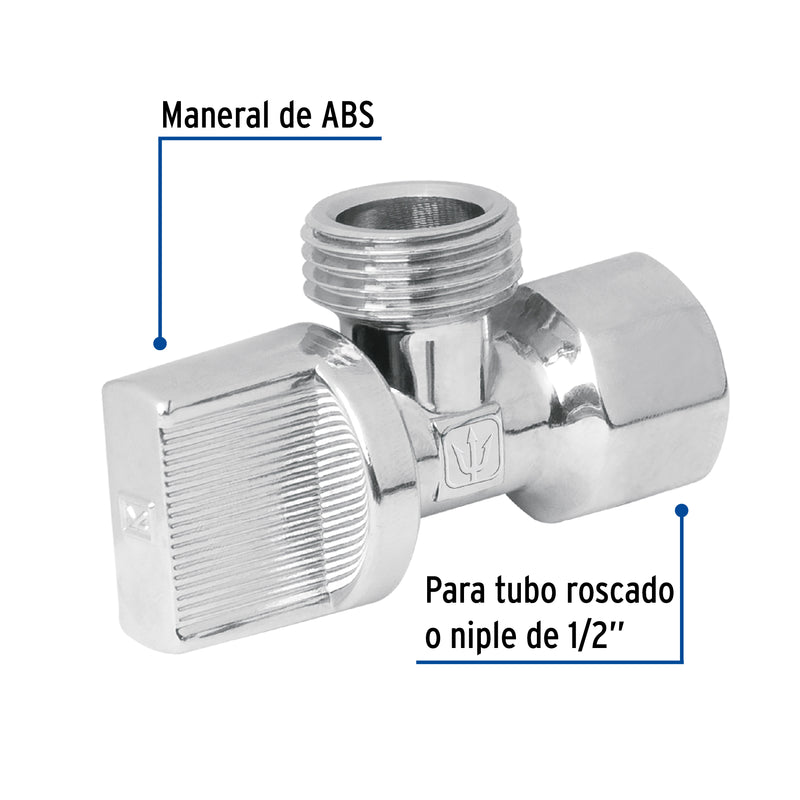 Llave angular 1/2" x 1/2", 1/4 de vuelta, blíster