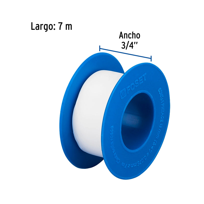 Cinta sella roscas 3/4" x 7 m, uso general