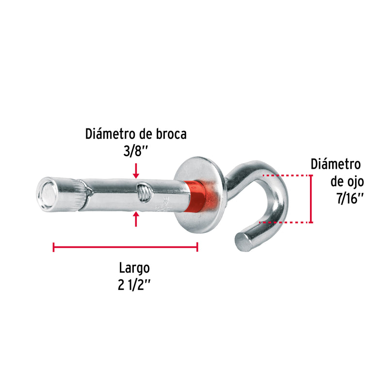 Bolsa con 4 taquetes expansivos 10x65 mm con armella abierta