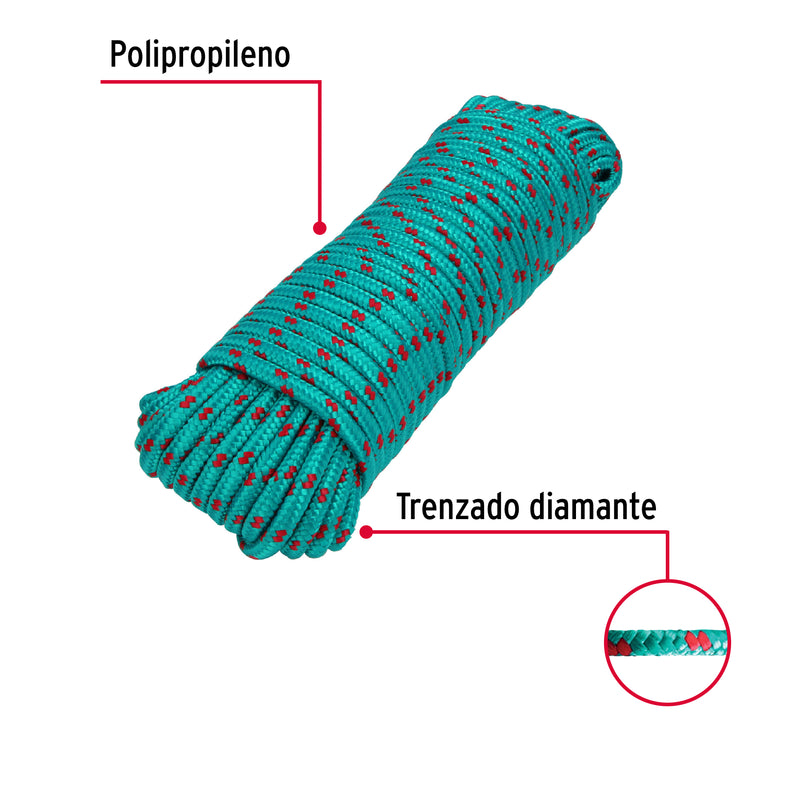 Cuerda de Polipropileno trenzada, multicolor, 8mm x 30m