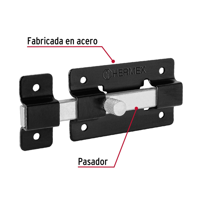 Pasador de barra plana 3", negro