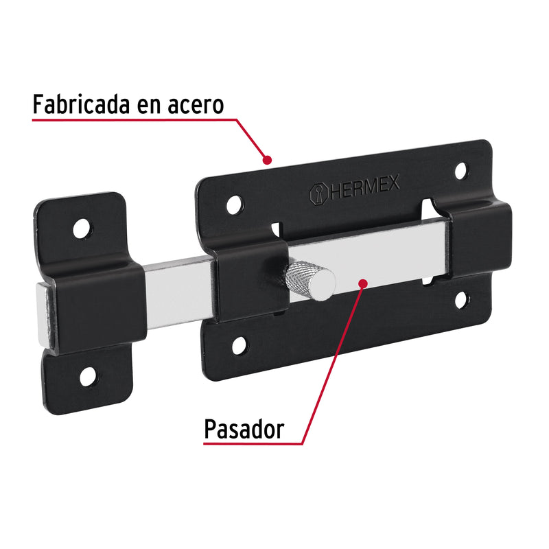 Pasador de barra plana 4", negro