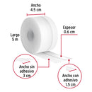 CINTA GUARDAPOLVO 5MX45MM, TRANSPARENTE, HERMEX