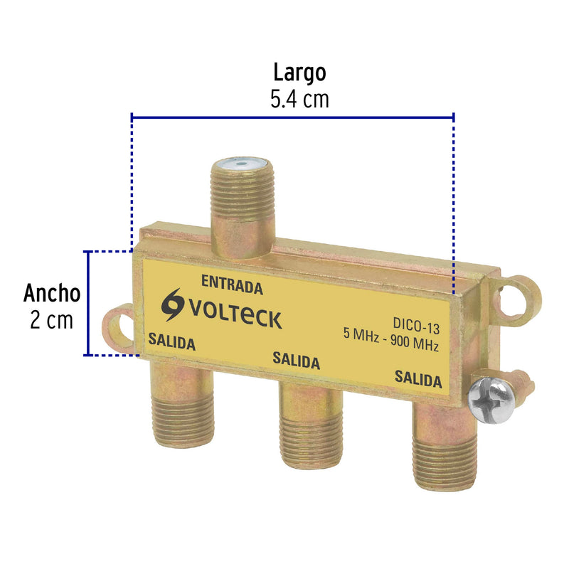 Divisor coaxial de 1 entrada y 3 salidas, Volteck