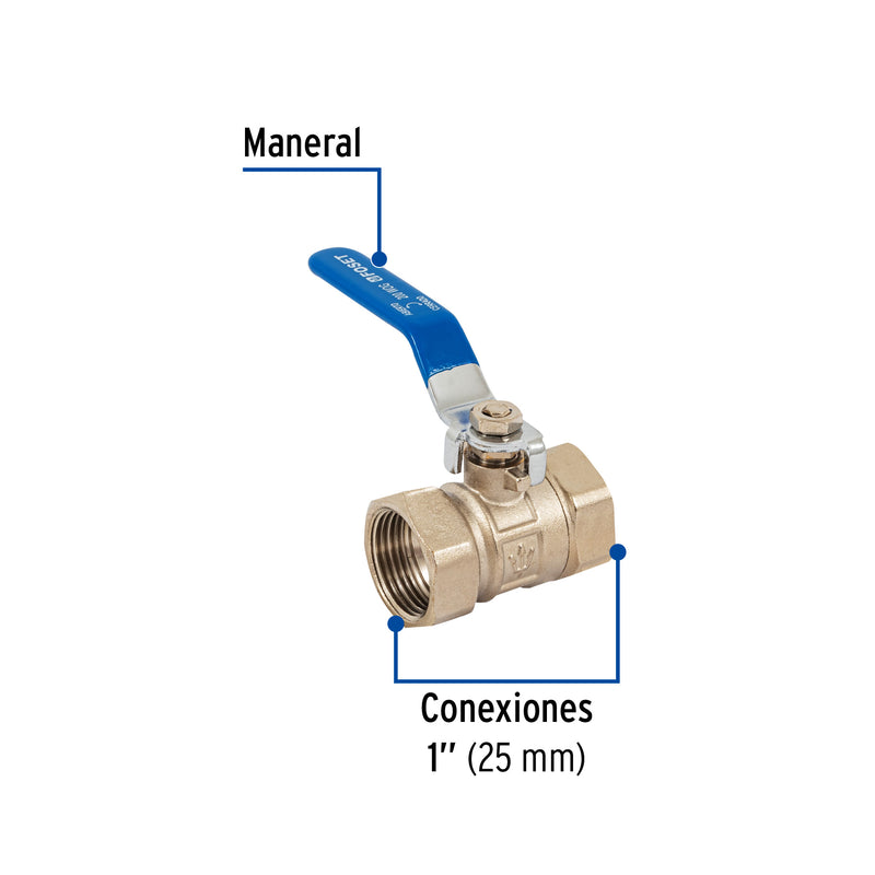Válvula de esfera de latón, roscable 1"