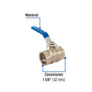 VALVULA DE ESFERA DE LATON, ROSCABLE 1-1/4", FOSET