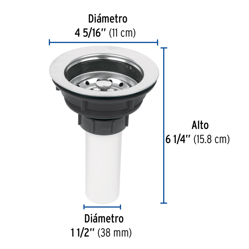 Contracanasta 3-1/2" inox, tubo plástico, Foset