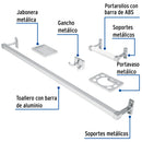JGO DE 5 ACCESORIOS P/ BAÑO METALICOS, FOSET