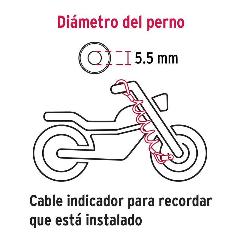 Candado para disco de motocicleta Hermex, perno de 5.5 mm