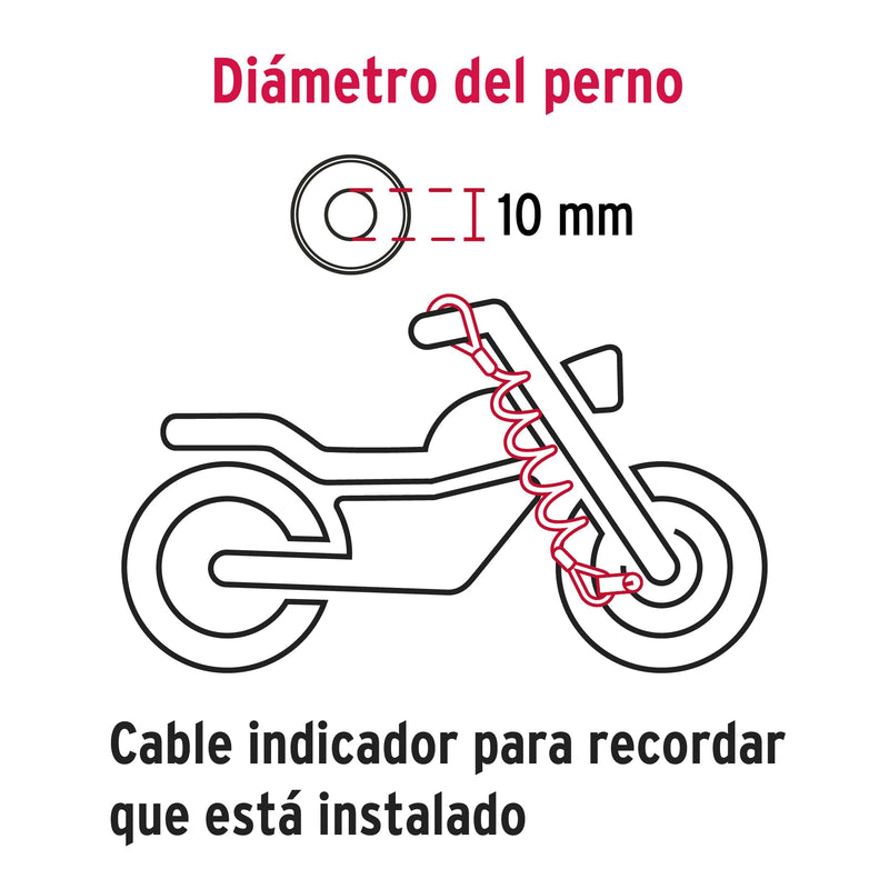 Candado para disco de motocicleta Hermex, perno de 10 mm