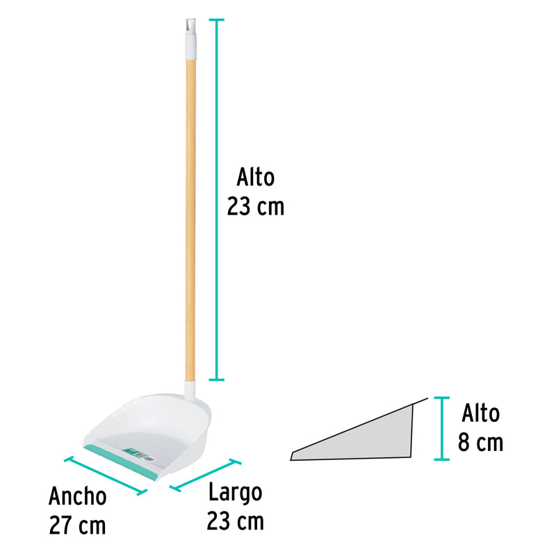 Recogedor plástico con bastón de madera, Klintek