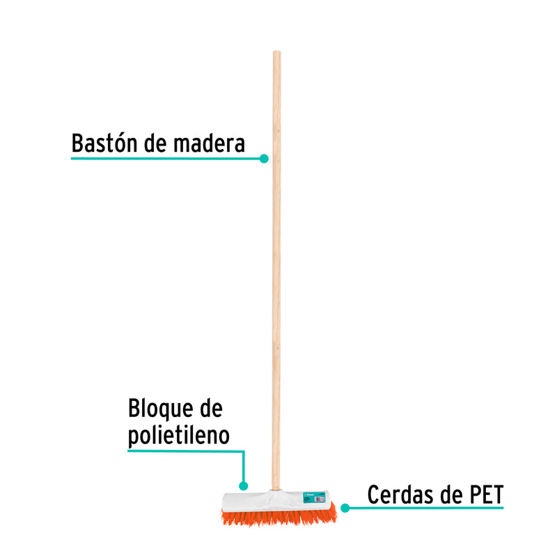 Cepillo industrial Trupr cerda rígida de 30 cm, bastón de madera