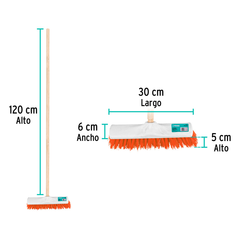 Cepillo industrial Trupr cerda rígida de 30 cm, bastón de madera