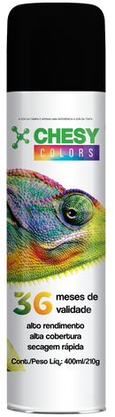 Pintura en Aerosol Chesy uso general color negro brillante 400ml