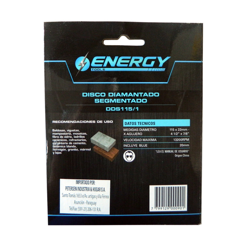 Disco Diamantado Segmentado Energy 115 x 22mm Abrasivo