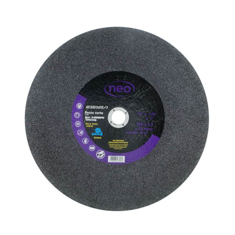 Disco de corte para acero Neo 350 x 3.2 x 25.04mm uso en máquinas estacionarias