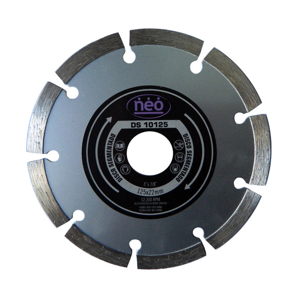 Disco Diamantado Segmentado Neo 125x 22mm - 5" x 7/8" 12.200 RPM Blíster