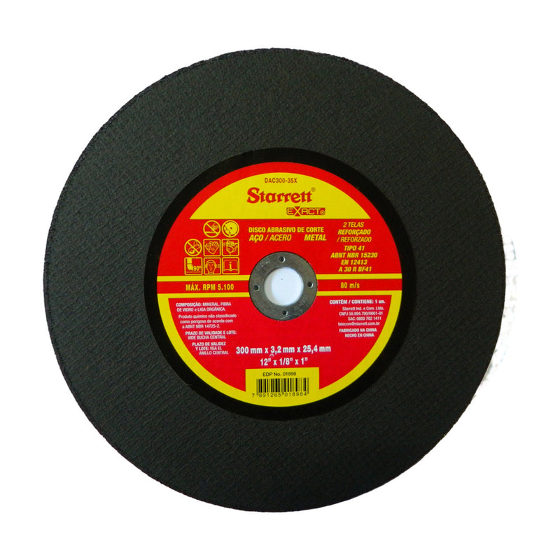 Disco de corte metal para acero Starrett 300 x 3.2 x 25.4mm