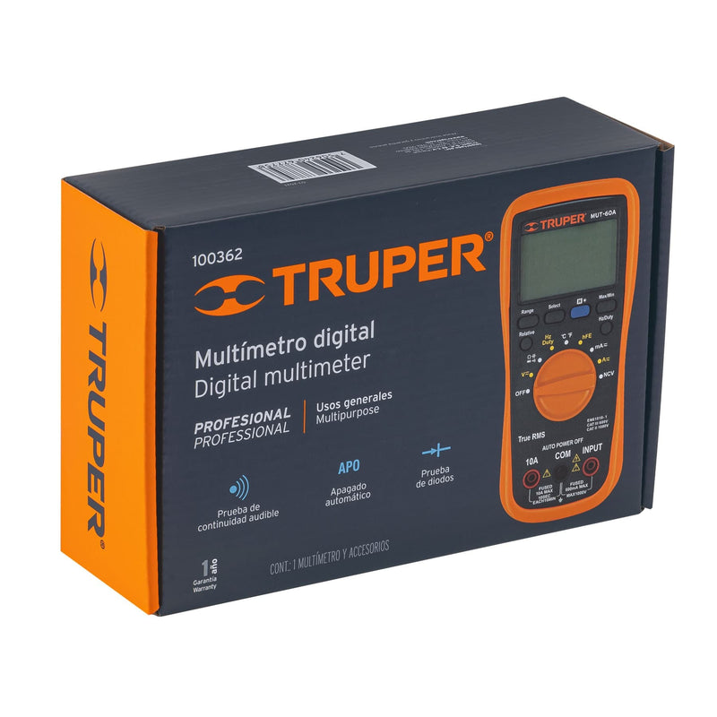 Multimetro profesional Truper con RMS verdadero y auto rango Deluxe